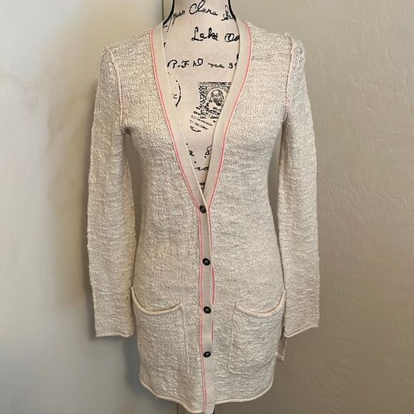 Free People Off White Sweater Cardigan Casual Feminine Academia Work Office - Picture 1 of 13
